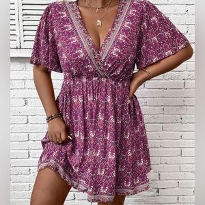 Pink all over print dress